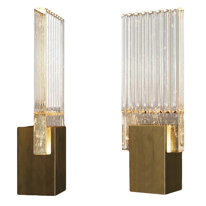 Бра PLEATED GLASS SCONCE Прозрачный (Transparent) Латунь Бра PLEATED GLASS SCONCE Прозрачный (Transparent) Латунь в Рязани | Loft Concept