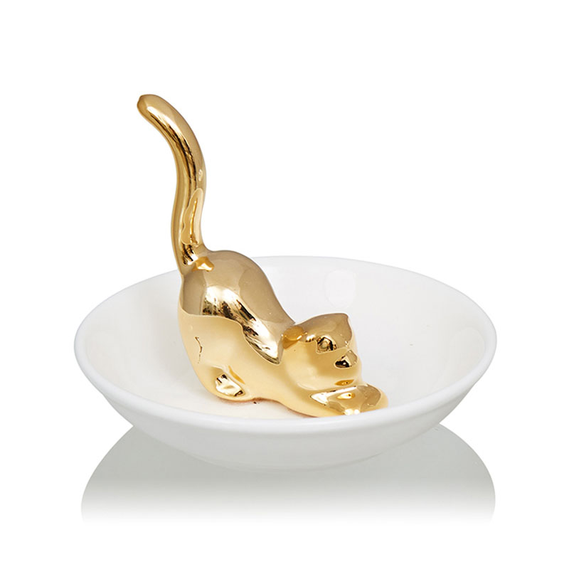 Блюдо Decorative Dish Cat Белый Глянцевое золото Блюдо Decorative Dish Cat Белый Глянцевое золото в Рязани | Loft Concept
