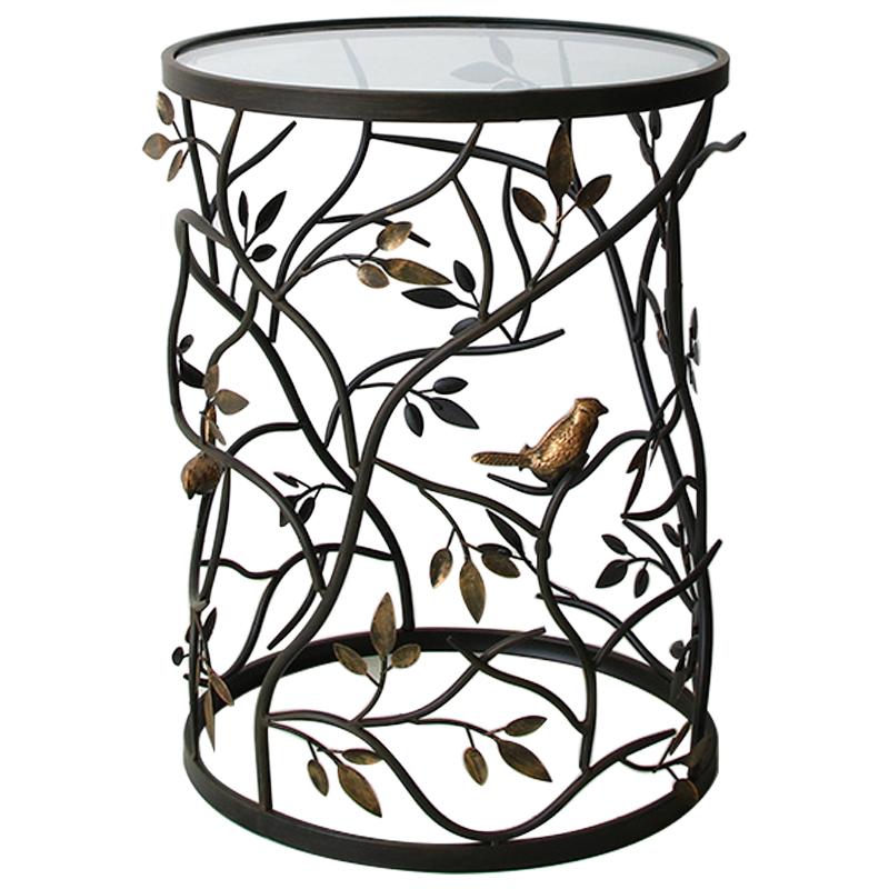 Приставной стол Ruairi Metal Leaves Side Table Черный Золотой Прозрачное Стекло Приставной стол Ruairi Metal Leaves Side Table Черный Золотой Прозрачное Стекло в Рязани | Loft Concept