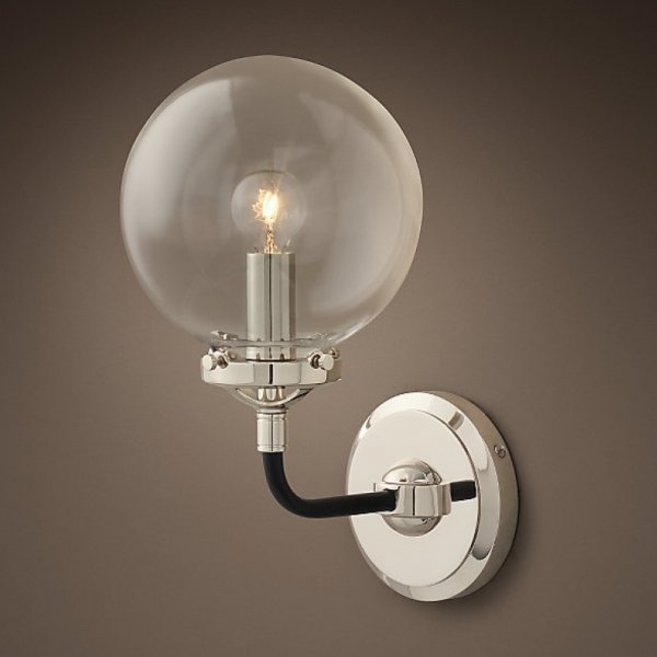 Бра Bistro Globe Clear Glass Single Sconce Nickel  в Рязани | Loft Concept 