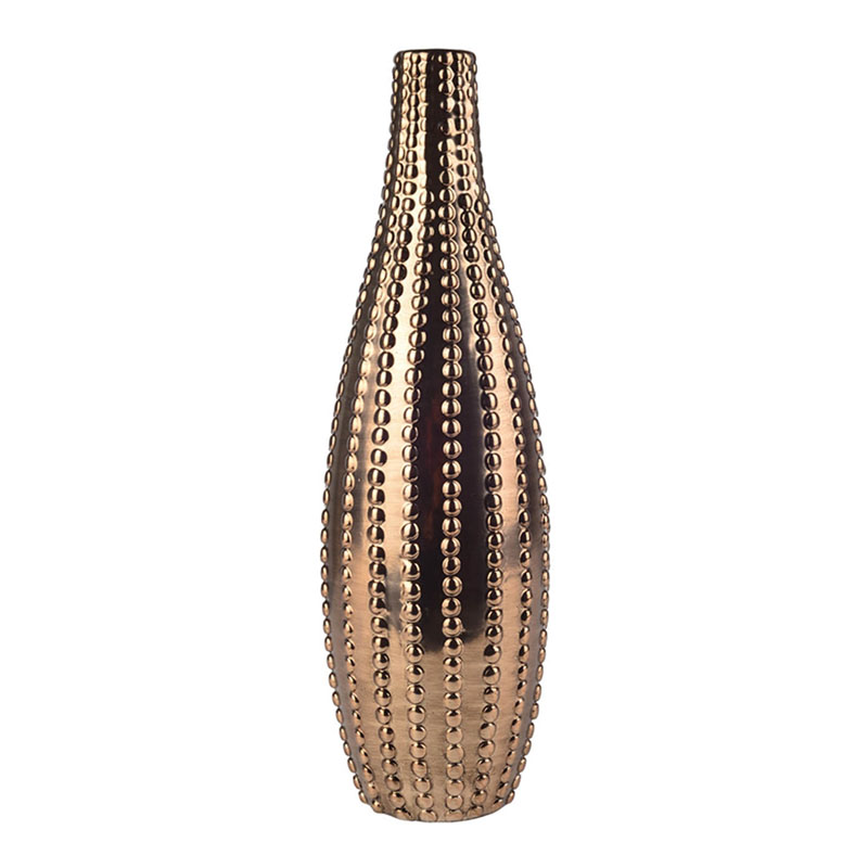 Ваза Ribbed Vase Narrow Throat bronze-gold 34 Ваза Ribbed Vase Narrow Throat bronze-gold 34 в Рязани | Loft Concept