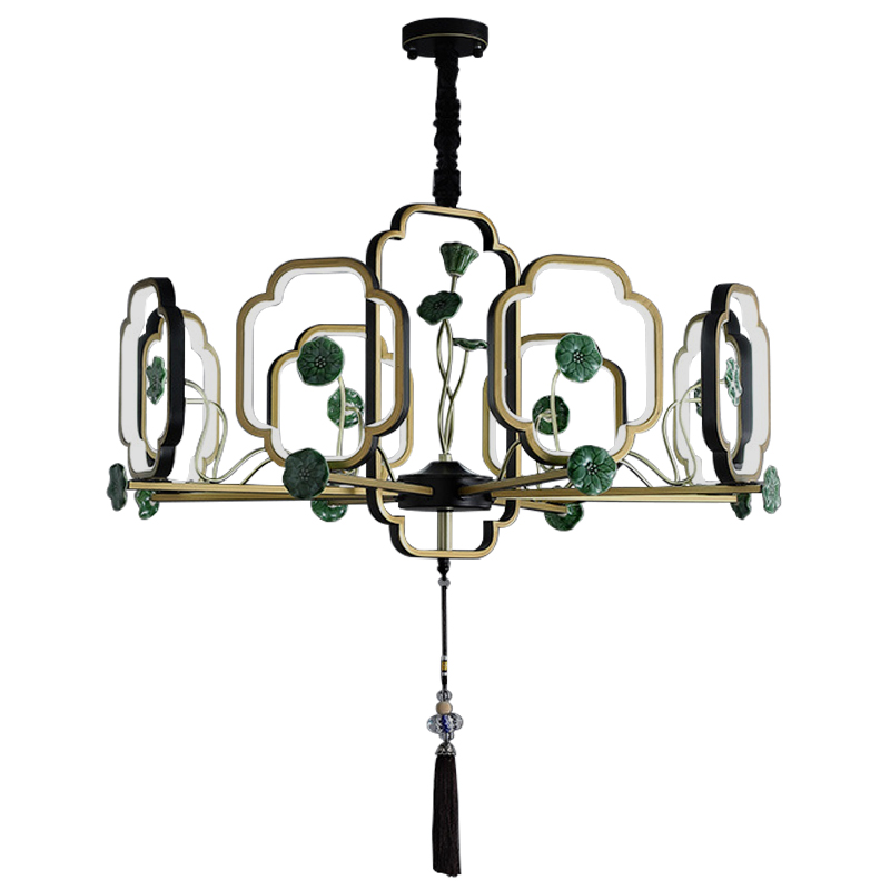 Люстра Lotus Fruit Chandelier Черный Зеленый Золотой Люстра Lotus Fruit Chandelier Черный Зеленый Золотой в Рязани | Loft Concept