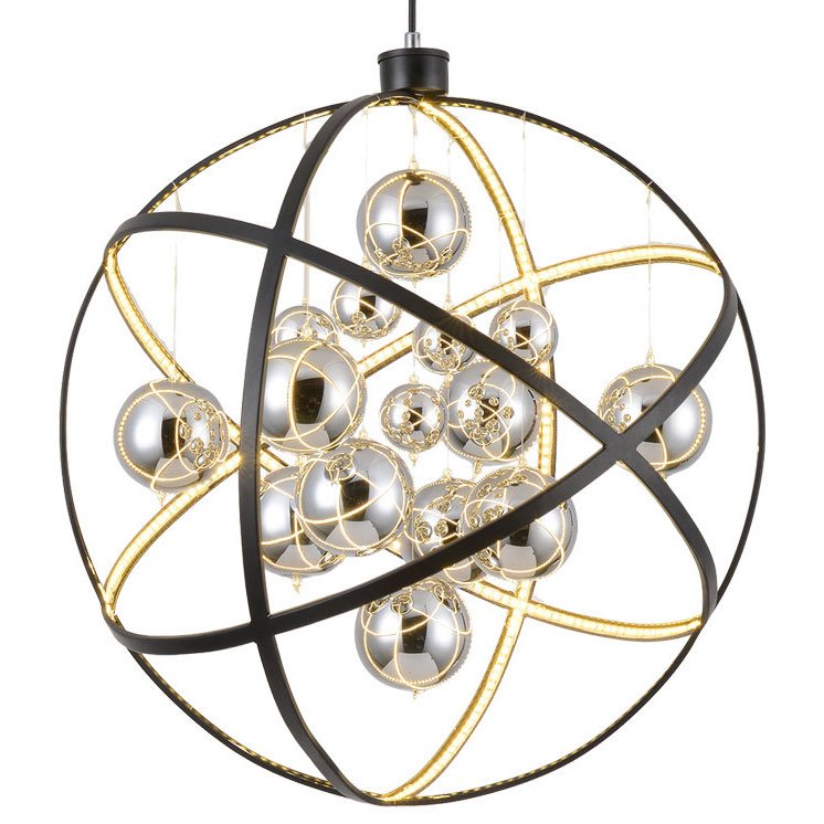 Люстра Atomic nucleus Chandelier Глянцевое золото Черный Люстра Atomic nucleus Chandelier Глянцевое золото Черный в Рязани | Loft Concept