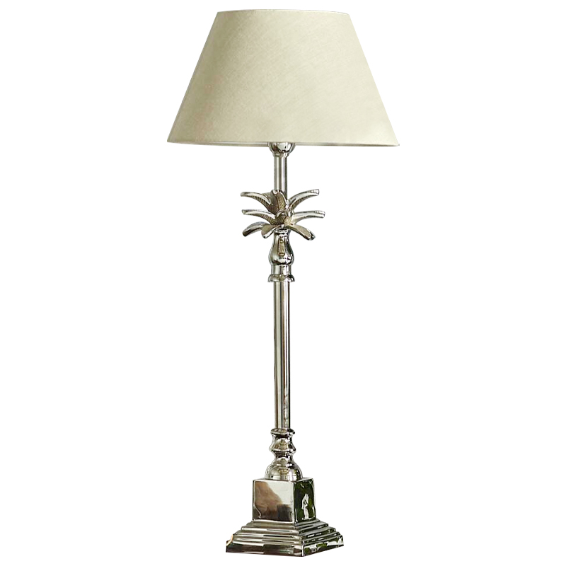 Настольная лампа с абажуром Palm Lampshade Table Lamp Хром Бежевый Настольная лампа с абажуром Palm Lampshade Table Lamp Хром Бежевый в Рязани | Loft Concept