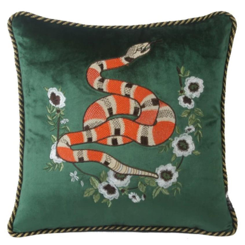 Подушка с Вышивкой Стиль Gucci IV Зеленый Подушка с Вышивкой Стиль Gucci IV Зеленый в Рязани | Loft Concept
