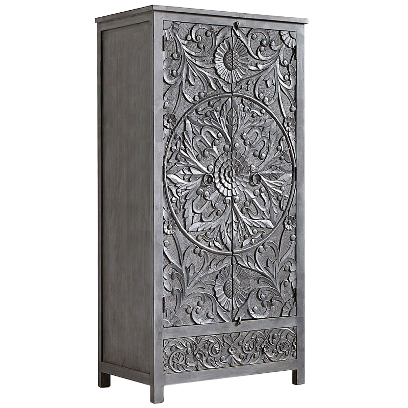 Шкаф Indian Antique White Furniture Cupboard Devan серый Серый в Рязани | Loft Concept 