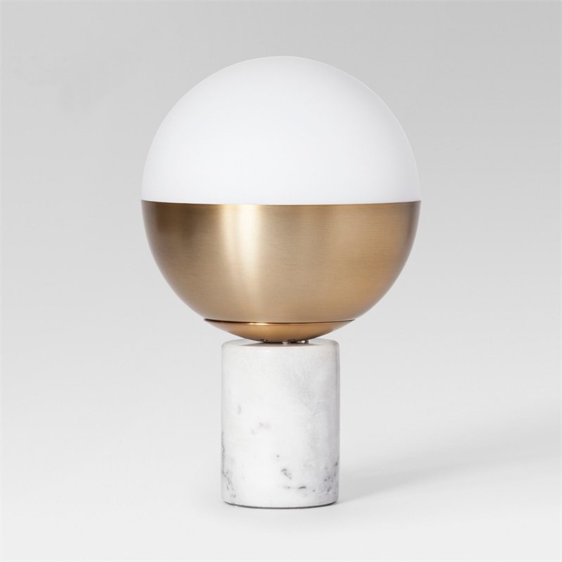 Настольная лампа Geneva Globe Marble Белый Латунь Настольная лампа Geneva Globe Marble Белый Латунь в Рязани | Loft Concept