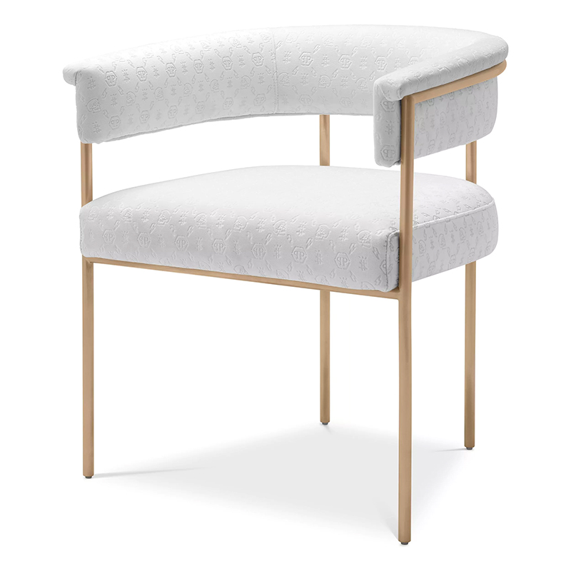 Стул Philipp Plein Dining Chair Monogram White Белый Золотой Стул Philipp Plein Dining Chair Monogram White Белый Золотой в Рязани | Loft Concept