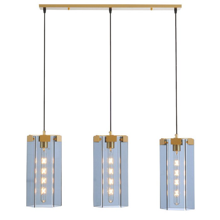 Люстра Rectangle Gray Glass Pendant Lamp 3 Золотой Прозрачное Стекло Люстра Rectangle Gray Glass Pendant Lamp 3 Золотой Прозрачное Стекло в Рязани | Loft Concept