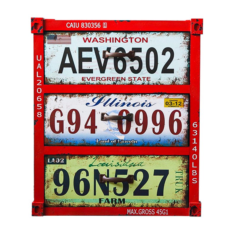 Тумба Car Plate Numbers Красный Мульти Тумба Car Plate Numbers Красный Мульти в Рязани | Loft Concept