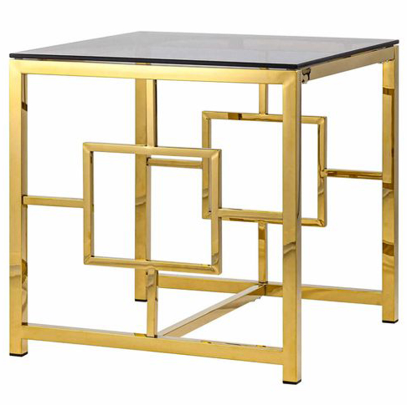 Стол приставной Milan Tables Gold Золотой Стекло Смок Стол приставной Milan Tables Gold Золотой Стекло Смок в Рязани | Loft Concept