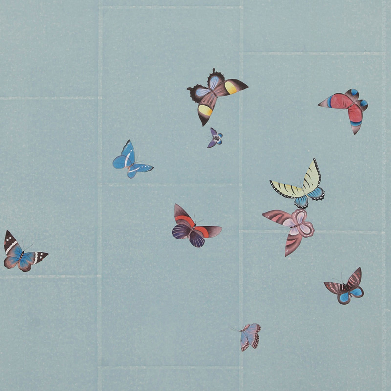 Обои ручная роспись Butterflies Icarus on Azure India tea paper  в Рязани | Loft Concept 