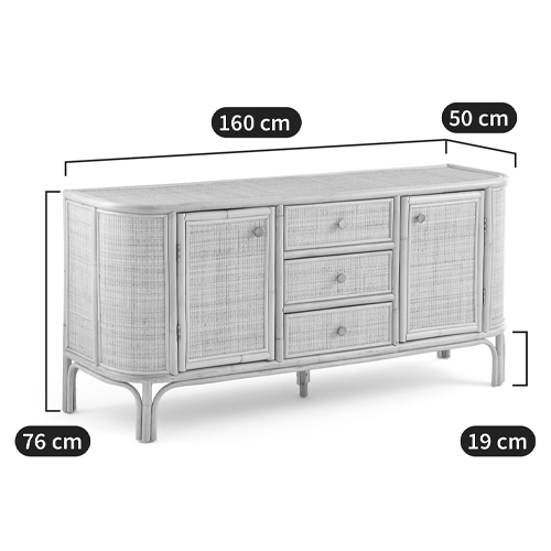 Длинный комод из ротанга с дверцами и ящиками Simone Rattan Chest of Drawers Длинный комод из ротанга с дверцами и ящиками Simone Rattan Chest of Drawers в Рязани