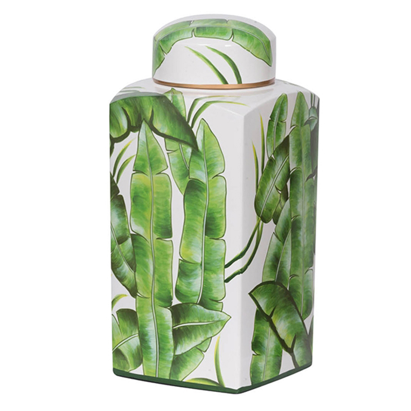 Ваза Vase Green Leaves 36 Зеленый Белый в Рязани | Loft Concept 