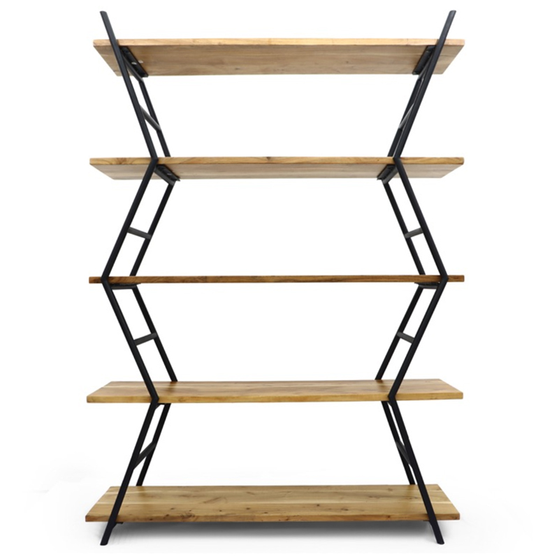 Стеллаж Industrial Zigzag Light Wood Коричневый Черный Стеллаж Industrial Zigzag Light Wood Коричневый Черный в Рязани | Loft Concept