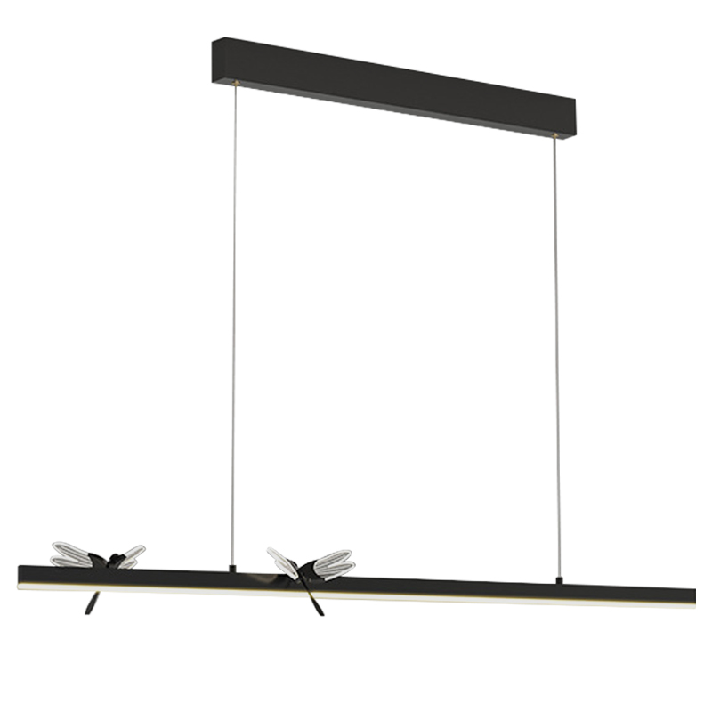 Линейный светильник со стрекозами Dragonfly Linear Chandelier Black Прозрачный Черный Линейный светильник со стрекозами Dragonfly Linear Chandelier Black Прозрачный Черный в Рязани | Loft Concept