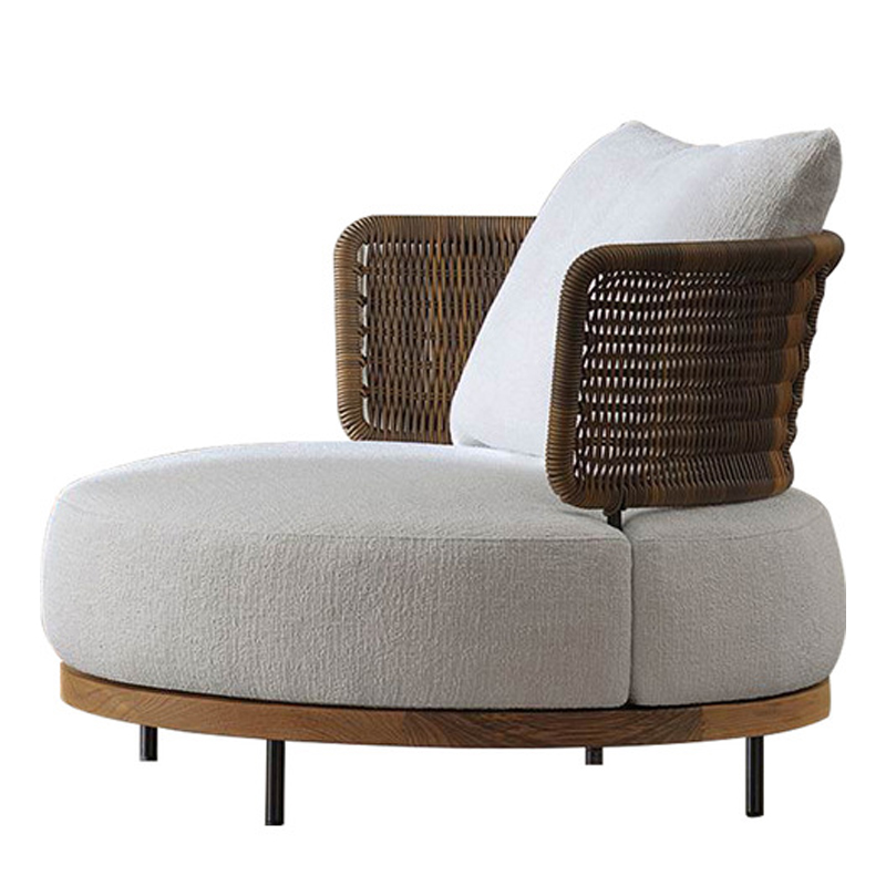 Кресло Round Lounge Chair Светло-серый Коричневый Кресло Round Lounge Chair Светло-серый Коричневый в Рязани | Loft Concept