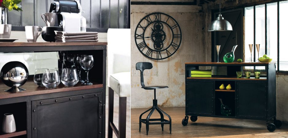 Комод в стиле Индастриал на колёсах Industrial Bar Oak Chest Комод в стиле Индастриал на колёсах Industrial Bar Oak Chest - Loft-Concept в Рязани