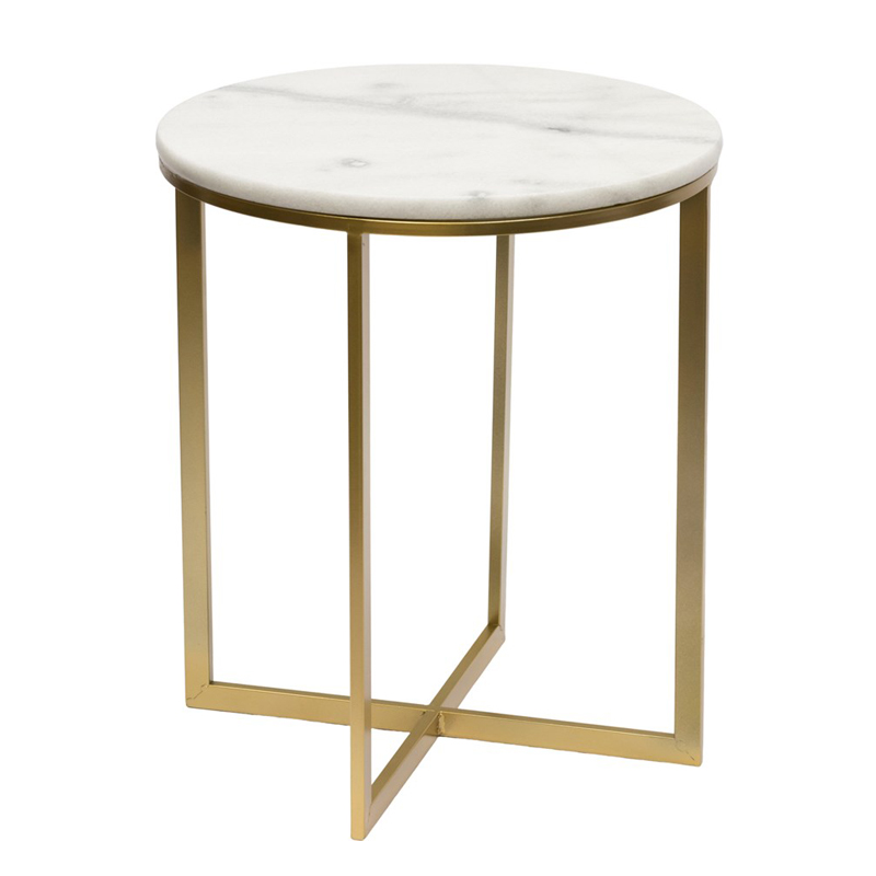 Приставной стол Round Table Marble white Золотой Белый Мрамор Bianco Приставной стол Round Table Marble white Золотой Белый Мрамор Bianco в Рязани | Loft Concept
