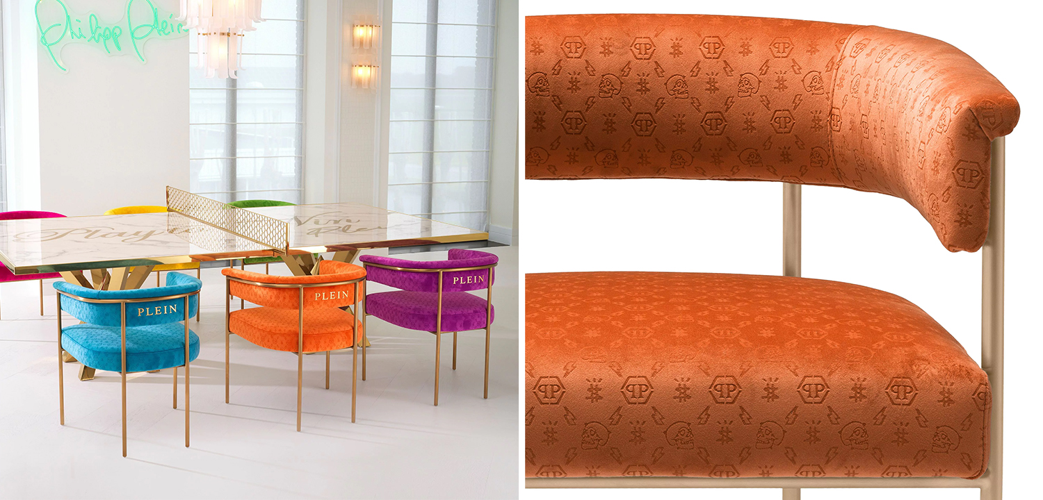 Стул Philipp Plein Dining Chair Monogram Оранжевый - фото