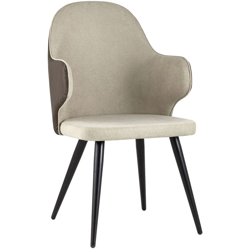 Стул Miruna Fabric and Leather Chair с Подлокотником Бежевый Коричневый Черный Стул Miruna Fabric and Leather Chair с Подлокотником Бежевый Коричневый Черный в Рязани | Loft Concept