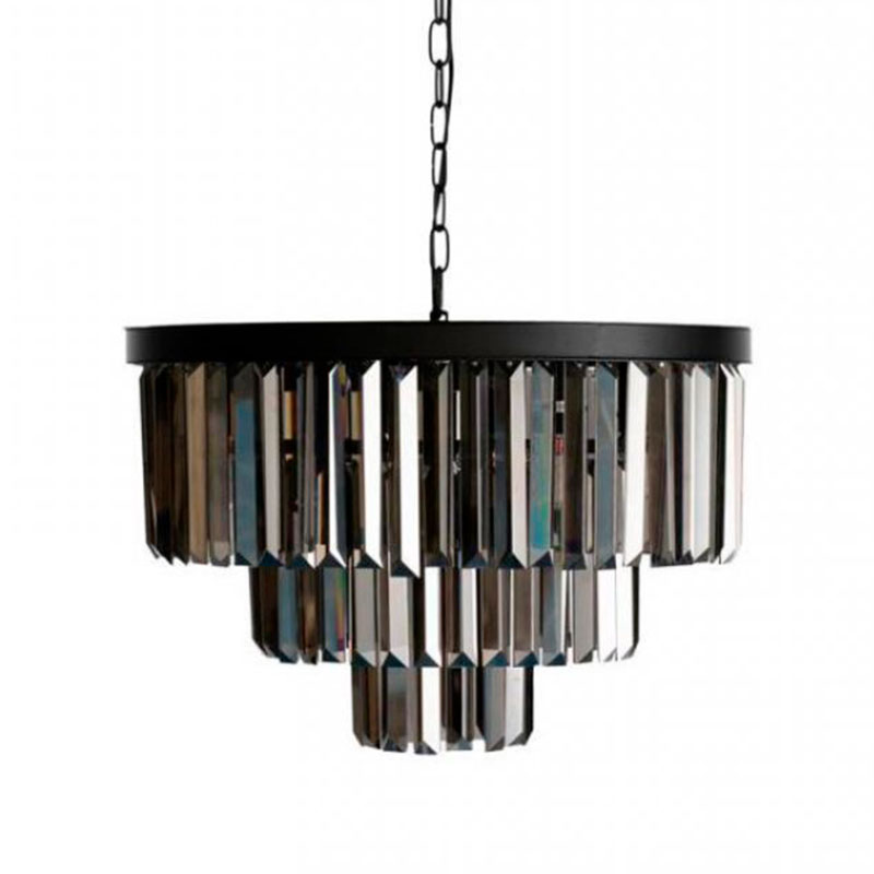 Круглая Люстра RH 1920s Odeon Black iron Three Layers Серое Стекло диаметр 50 см Черный Серый Круглая Люстра RH 1920s Odeon Black iron Three Layers Серое Стекло диаметр 50 см Черный Серый в Рязани | Loft Concept