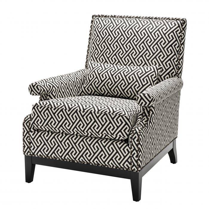 Кресло Eichholtz Chair Goldoni Black Черно-белый Черный Кресло Eichholtz Chair Goldoni Black Черно-белый Черный в Рязани | Loft Concept