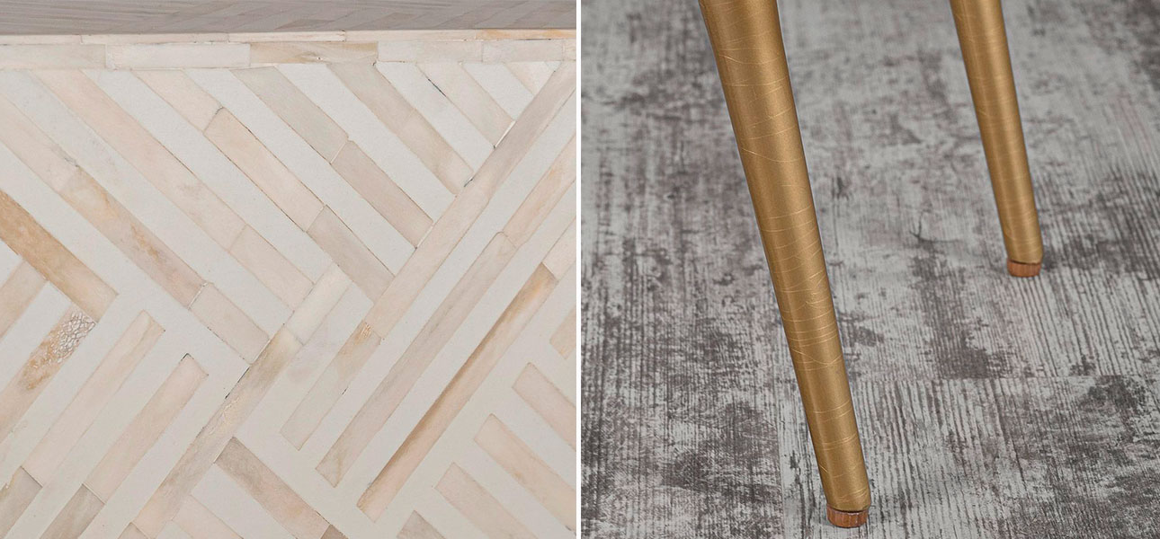 Столик на ножках с инкрустацией белый Chloe - фото