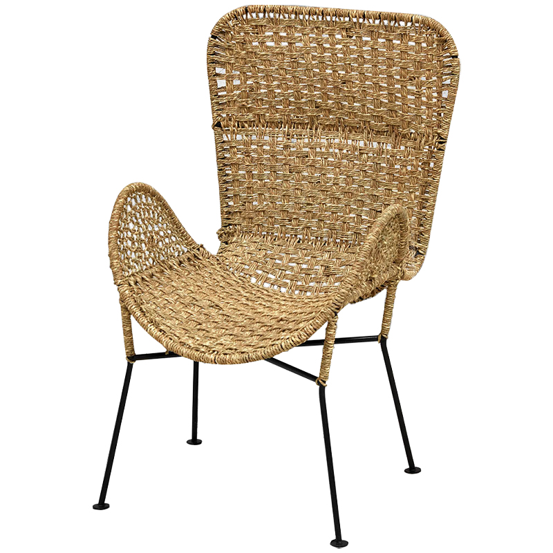 Плетеный стул на металлических ножках Tong Wicker Chair Коричневый Черный Плетеный стул на металлических ножках Tong Wicker Chair Коричневый Черный в Рязани | Loft Concept