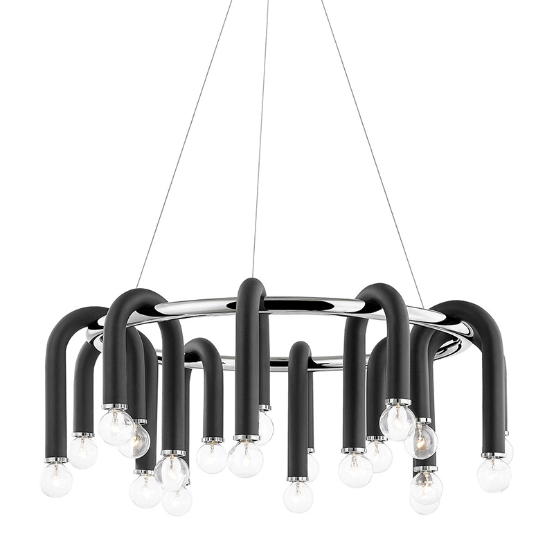 Люстра Paulson floppy chandelier round chrome Черный Хром в Рязани | Loft Concept 