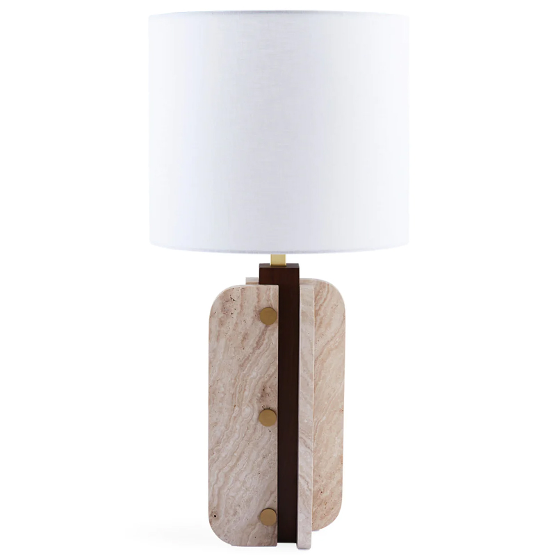 Настольная лампа TOPANGA COLUMN TABLE LAMP Белый Латунь Коричневый Бежевый Настольная лампа TOPANGA COLUMN TABLE LAMP Белый Латунь Коричневый Бежевый в Рязани | Loft Concept