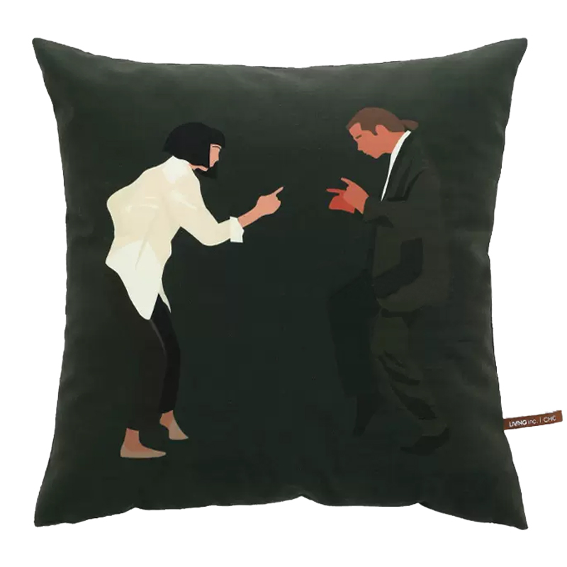 Декоративная подушка Pulp Fiction Dance Cushion Зеленый Бежевый Черный в Рязани | Loft Concept 