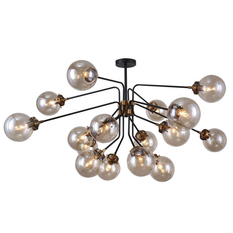 Большой Светильник Bistro Ceiling Globe 16 Черный Стекло Смок Большой Светильник Bistro Ceiling Globe 16 Черный Стекло Смок в Рязани | Loft Concept