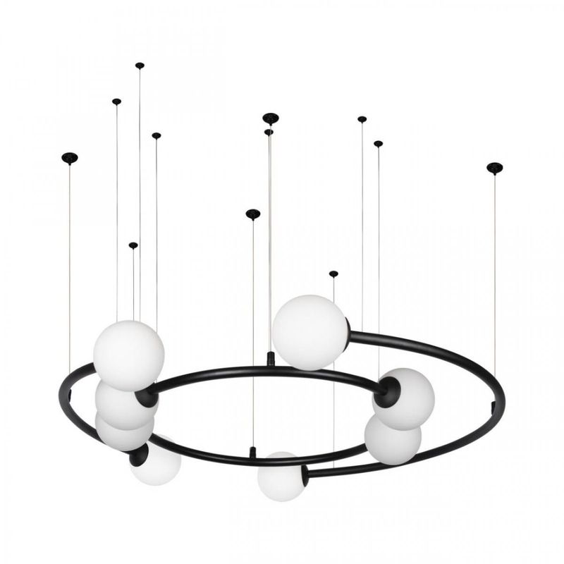 Дизайнерская Модульная Люстра PLANETARY two rings Black 80 см Белый Черный в Рязани | Loft Concept 