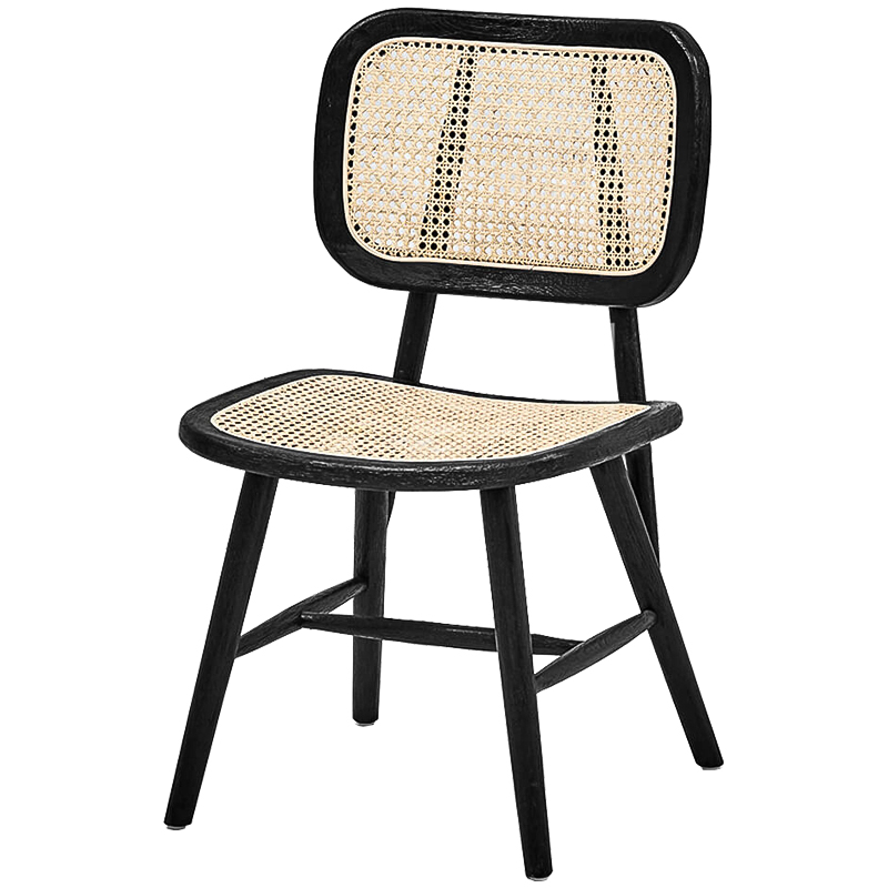 Стул Stiana Rattan Stool Черный Бежевый Стул Stiana Rattan Stool Черный Бежевый в Рязани | Loft Concept