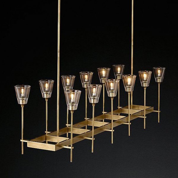 Люстра RH TORCHE DE VERRE Linear Chandelier 12 Латунь Люстра RH TORCHE DE VERRE Linear Chandelier 12 Латунь в Рязани | Loft Concept
