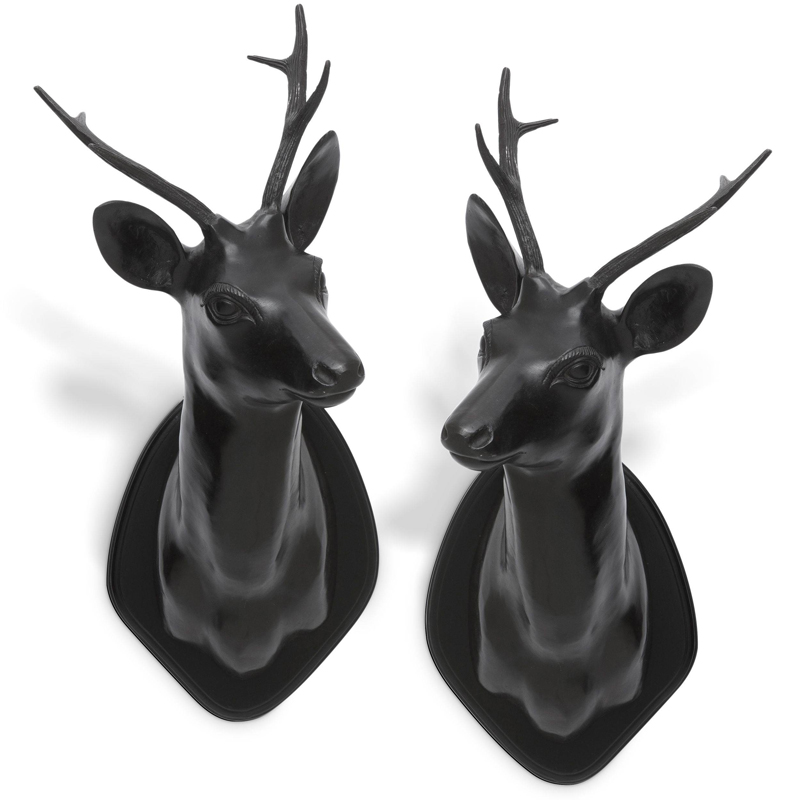 Настенный декор Eichholtz Stag Head set of 2 Черный Коричневый винтаж Настенный декор Eichholtz Stag Head set of 2 Черный Коричневый винтаж в Рязани | Loft Concept
