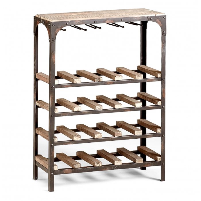 Стеллаж Industrial Metal Rust Console Wine Rack Стеллаж Industrial Metal Rust Console Wine Rack в Рязани | Loft Concept