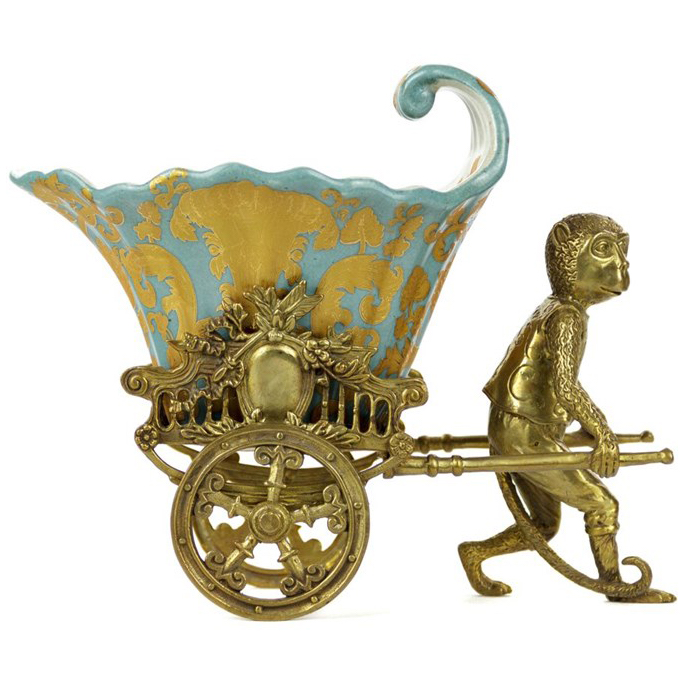 Чаша Monkey and Pale Blue Cart Голубой пастельный Бронза Чаша Monkey and Pale Blue Cart Голубой пастельный Бронза в Рязани | Loft Concept