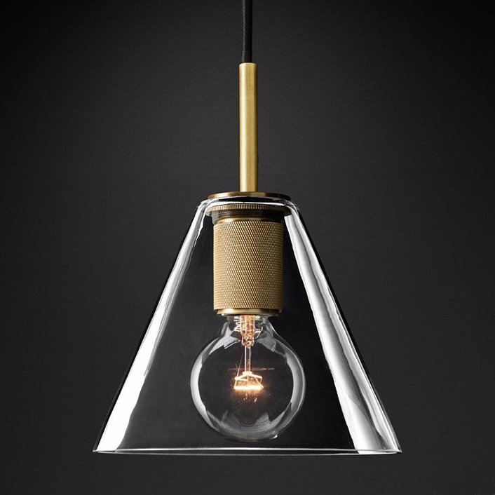 Подвесной светильник RH Utilitaire Funnel Pendant Brass Латунь Прозрачное Стекло Подвесной светильник RH Utilitaire Funnel Pendant Brass Латунь Прозрачное Стекло в Рязани | Loft Concept