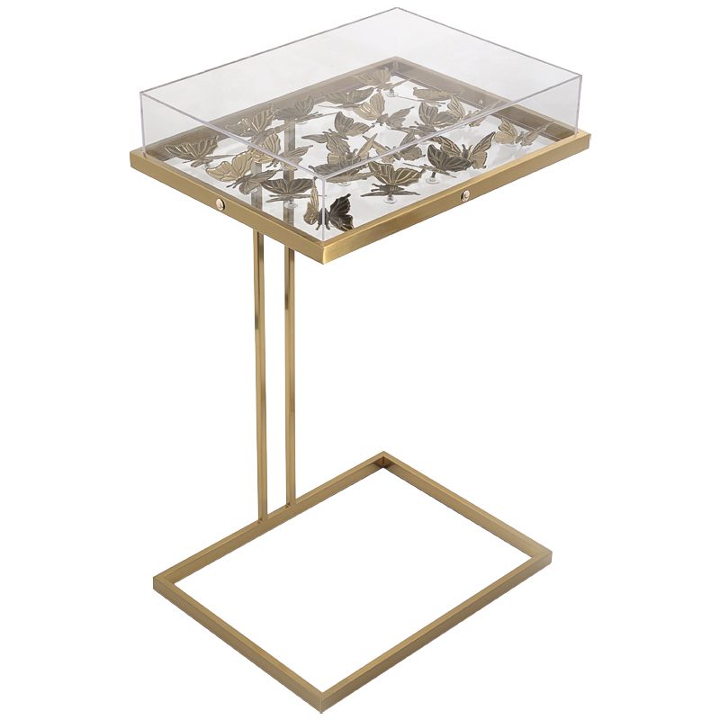 Стол Tommy Mitchell Butterfly side table Прозрачный Латунь Стол Tommy Mitchell Butterfly side table Прозрачный Латунь в Рязани | Loft Concept