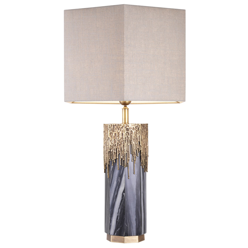 Настольная лампа Eichholtz Table Lamp Miller Серый Бежево-серый Винтажная латунь Настольная лампа Eichholtz Table Lamp Miller Серый Бежево-серый Винтажная латунь в Рязани | Loft Concept
