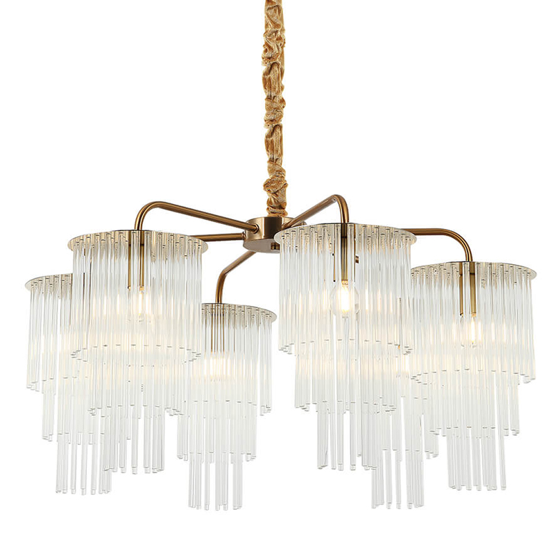 Люстра Harrison Chandelier gold 6 lamp Глянцевое золото Прозрачный Люстра Harrison Chandelier gold 6 lamp Глянцевое золото Прозрачный в Рязани | Loft Concept
