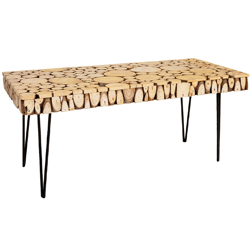 Кофейный стол с деревянной столешницей Wooden Cuts Coffee Table Коричневый Древесина Черный Кофейный стол с деревянной столешницей Wooden Cuts Coffee Table Коричневый Древесина Черный в Рязани | Loft Concept