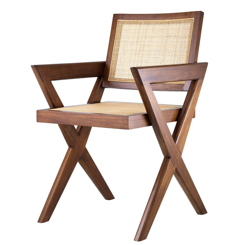 Стул Eichholtz Dining Chair Augustin brown Коричневый Бежевый в Рязани | Loft Concept 