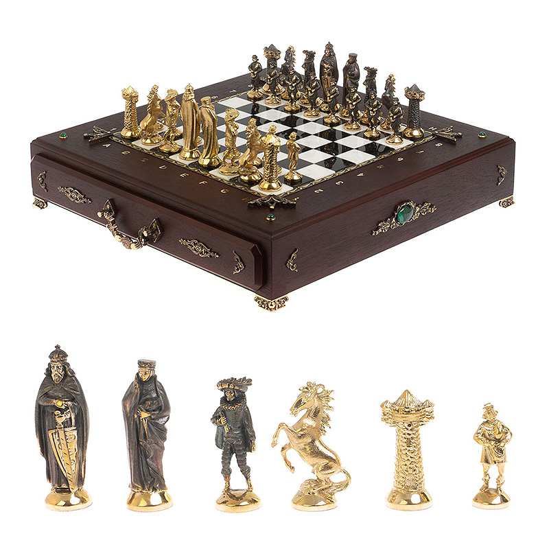Шахматы в ларце из натуральных камней Змеевик Малахит Мрамор Decorative Thematic Chess Бронза Золотой Черный Белый Коричневый Малахит Шахматы в ларце из натуральных камней Змеевик Малахит Мрамор Decorative Thematic Chess Бронза Золотой Черный Белый Коричневый Малахит в Рязани | Loft Concept