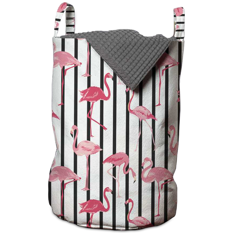 Корзина Flamingo Stripes Basket Черно-белый Розовый пастельный Корзина Flamingo Stripes Basket Черно-белый Розовый пастельный в Рязани | Loft Concept
