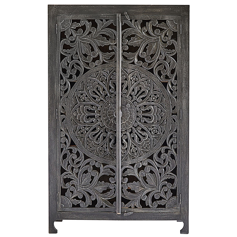 Шкаф Indian Antique White Furniture Cupboard Mistry серый Серый Шкаф Indian Antique White Furniture Cupboard Mistry серый Серый в Рязани | Loft Concept