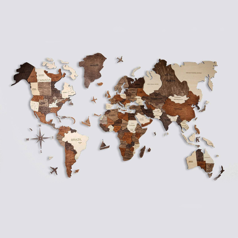 Аксессуар на стену Wooden World Map Мульти в Рязани | Loft Concept 