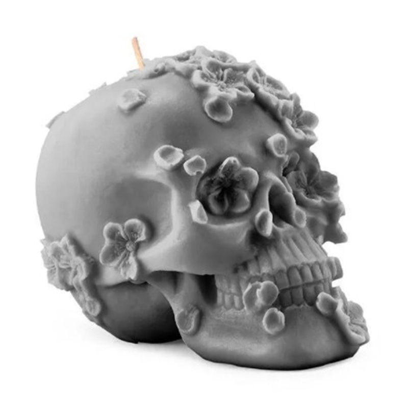 Свеча Gray Flowers Skull Серый Свеча Gray Flowers Skull Серый в Рязани | Loft Concept